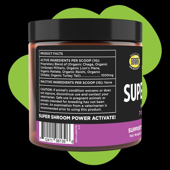 Super Snouts Super Shrooms Organic Super 7 Medicinal Mushroom Blend 150 Grams - Picture 2 of 4